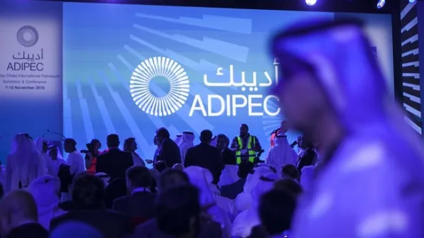 In attendance at the 20th edition of Adipec are oil and gas executives from around the world, including the heads of Total, BP, and others. (Nezar Balout/ AFP)