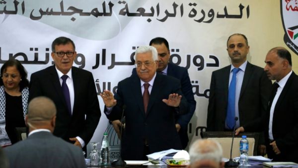 Palestinian Authority president Mahmud Abbas attends a meeting with the Revolutionary Council of the ruling Fatah party. (AFP/ File)