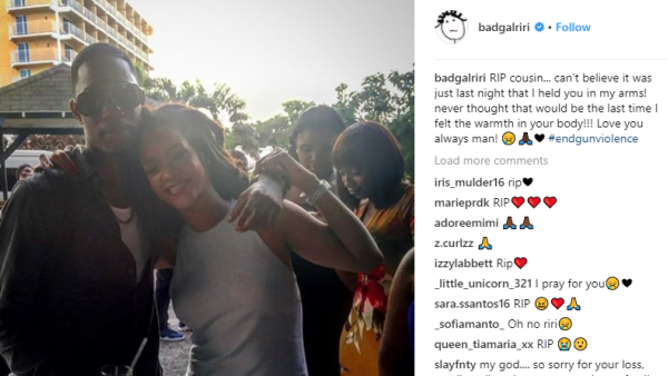 The 29-year-old singer posted a series of photos of her and Tavon Kaiseen Alleyne together and called for an end to gun crime as she mourned his death. (AFP/File)