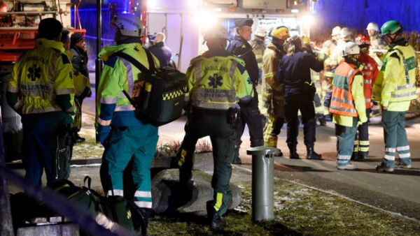 Emergency response teams at the Turkish Cultural Center in Fittja, Sweden. (Twitter)