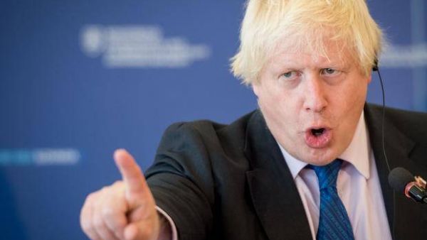 British Foreign Secretary Boris Johnson points the finger (AFP/File Photo)	