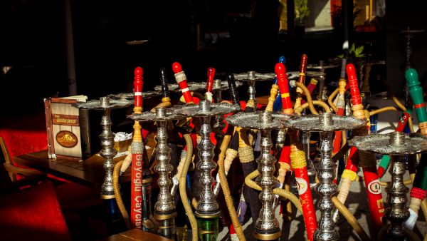 Shisha, or argileh tobacco pipes, a ubiquitous sight in the Middle East, are seen at a smoking cafe in Turkey. (Lindsey Leger)