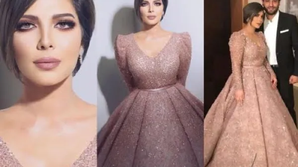 تألقت أصالة نصري بفستان زهري اللون من توقيع يوسف الجسمي