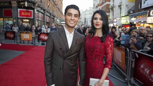 Mohammed Assaf with his fiance Lina Qishawi at The Idol’s European premiere in London. (Courtesy MBC)