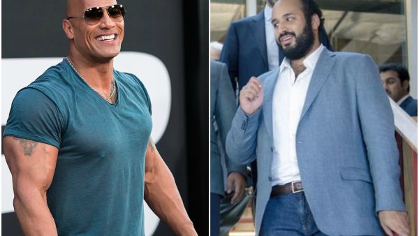 الأمير محمد بن سلمان برفقة المصارع ذا روك 