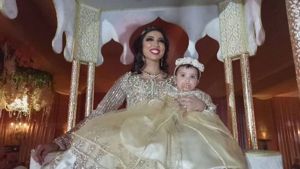 دنيا بطمة من حفل عقيقة ابنتها بحسب ما نشرت على منصات التواصل الاجتماعي