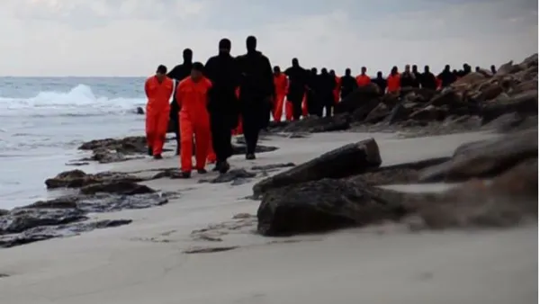 ISIS released a video in 2015 allegedly depicting the beheading of 20 Egyptian Copts (AFP) 