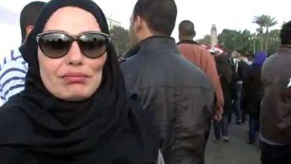 Sherihan wearing hijab in Tahrir Square