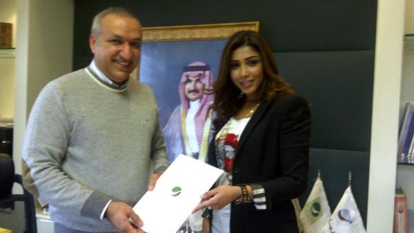 Arwa during signing of contract