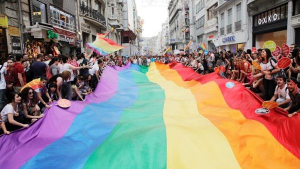 Demonstrators at a gay pride march in Istanbul. (AFP/File)