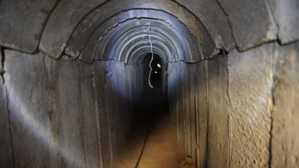 A view of a tunnel reportedly dug by Palestinians beneath the border between the Gaza Strip and Israel, uncovered by Israeli troops on Oct. 13, 2013. (AFP/David Buimovitch) 
