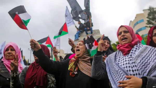 من الاحتجاجات ضد قرار ترامب في قطاع غزة
