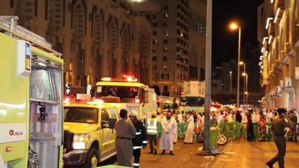 جرى إجلاء نزلاء الفندق الذين يبلغ عددهم 570 معتمراً من جنسيات مختلفة 