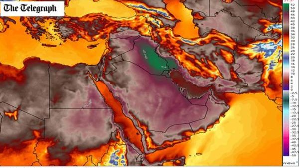 اعلى درجة حرارة في منطقة الشرق الاوسط سجلت في ايران حيث وصلت الى 72 درجة مئوية 
