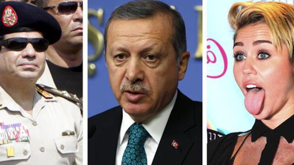 Gen. Abdel Fattah al-Sisi, Recep Tayyip Erdogan and Miley Cyrus acheived 1st, 2nd, and 3rd place respectively in a online poll to nominate the “Person of the Year.” [AlAarabiya.net]