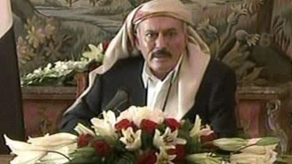 
لقطة عن التلفزيون للرئيس اليمني علي عبدالله صالح