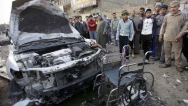 Remains of car bomb explosion at Baghdad funeral. [thejournal]