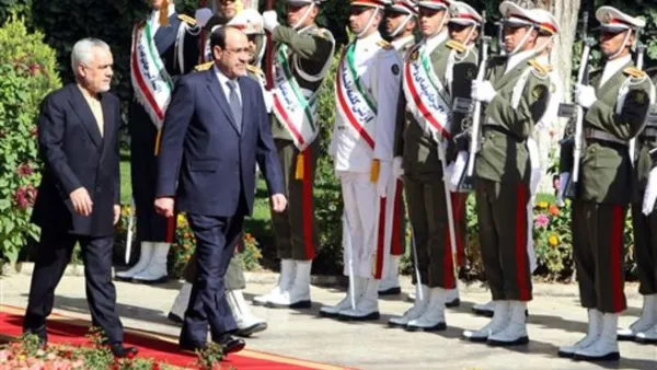 المالكي خلال زيارته لايران امس الاثنين-ارشيف