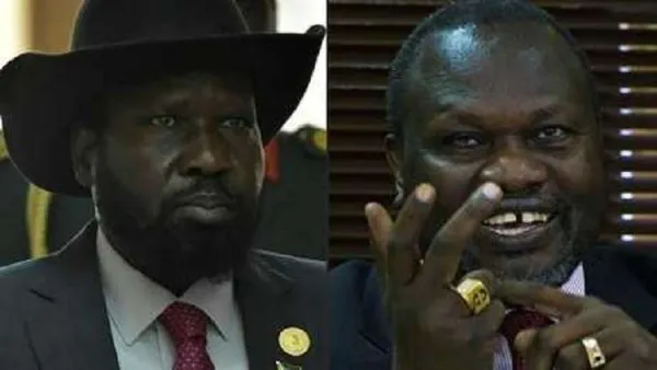  رئيس جنوب السودان سيلفا كير، وزعيم المتمردين رياك مشار
