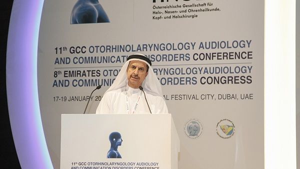 Dr. Hussein Abdel-Rahman Al Rand, Assistant Undersecretary for Health Clinics and Centers during his speech at the conference.