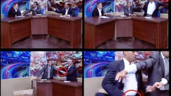 النائب الشوابكة يشهر السلاح بوجه منصور مراد خلال برنامج حواري
