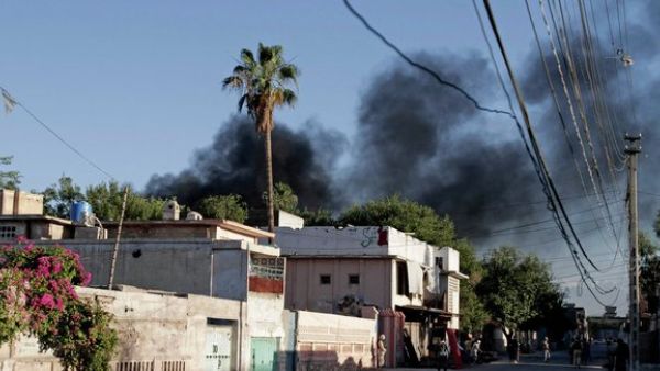 Black smoke was seen rising from the vicinity of the US embassy in Kabul. (Twitter)