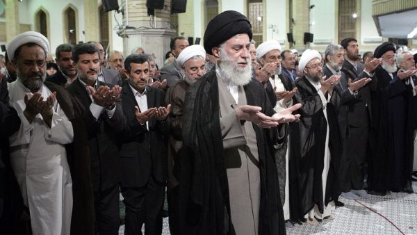  A handout picture released by the official website of the Iranian supreme leader Ayatollah Ali Khamenei shows him leading the night prayers (AFP/HO/KHAMENEI.IR)