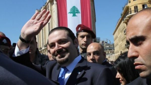 رئيس حكومة تصريف الاعمال في لبنان سعد الحريري في ساحة الشهداء في وسط بيروت
