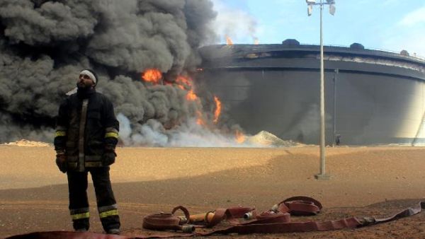 A Libyan oil facility was set ablaze last month after attacks launched by Daesh militants to seize key export terminals. (AFP/File)
