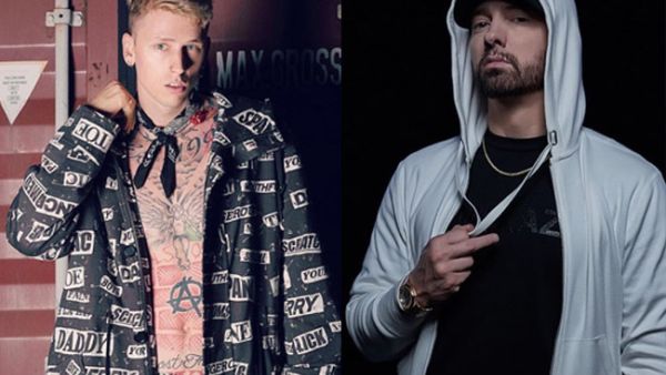 Machine Gun Kelly disses Eminem (Source: machinegunkelly , Eminem / Instagram ) 