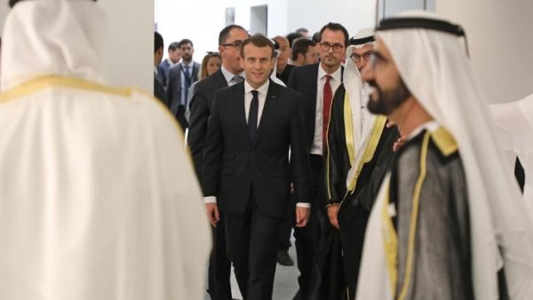French president Emmanuel Macron tours Louvre Abu Dhabi, on November 8, 2017. (Ludovic Marin/ AFP) French president Emmanuel Macron tours Louvre Abu Dhabi, on November 8, 2017. (Ludovic Marin/ AFP)