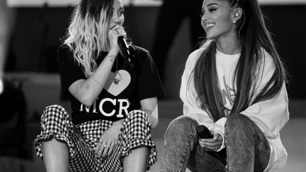 Miley and Ariana Performed together last year at the One Love Manchester concert (Source: arianagrande / Instagram ) 