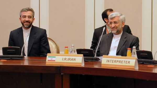 Iran's representatives led by their top nuclear negotiator Saeed Jalili (R) take part in talks with top officials from the United States, Britain, France, EU, China, Germany and Russia on Iran's nuclear program. (AFP PHOTO /ILYAS OMAROV)