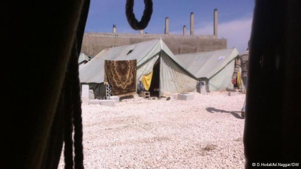 View from within a tent at the Marjayoun "welcome center".