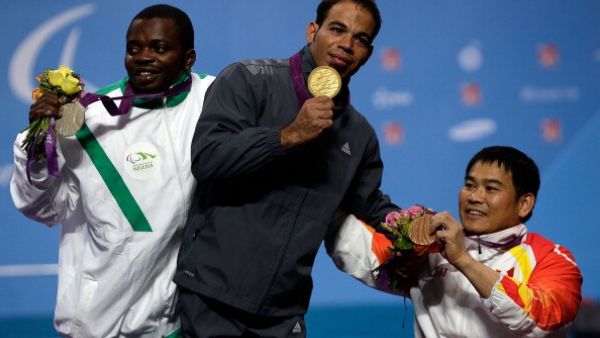 A Paralympics power-lifting podium without Jordanians, flown back for sexual assault charges in London in 2012. (Getty image).