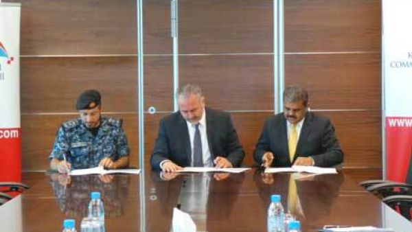 Colonel Sameer Jassim Showaiter, Mr. Mohamed Ahmed Mohamed Yateem and Mr. Silvan Varghese during the signing.