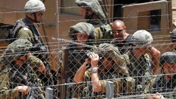 Israeli soldiers patrol the border with Lebanon in the northern Israeli area of Metulla, Friday, May 11, 2012. (The Daily Star/Mohammed Zaatari)

