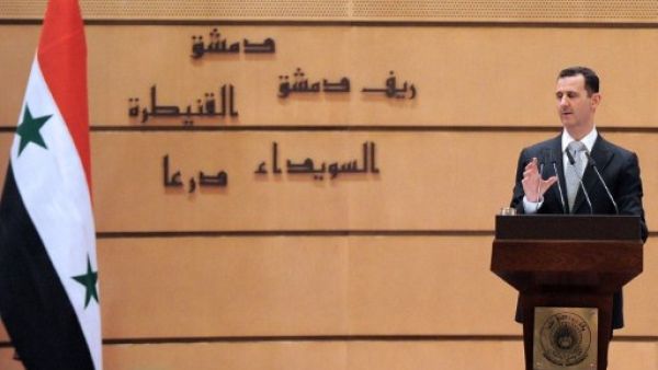 A still of Al Assad's first speech of 2012.