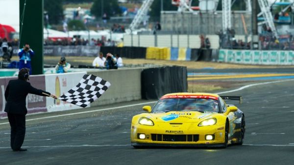 Chevrolet Corvette crossing the finish line at Le Mans