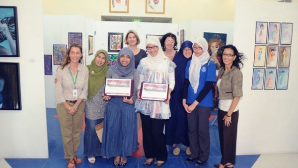 The two students from Al Khor International School in Qatar who were awarded the Sheikha Moza bint Nasser Scholarships for Creativity with VCUQatar Staff The two students from Al Khor International School in Qatar who were awarded the Sheikha Moza bint Nasser Scholarships for Creativity with VCUQatar Staff