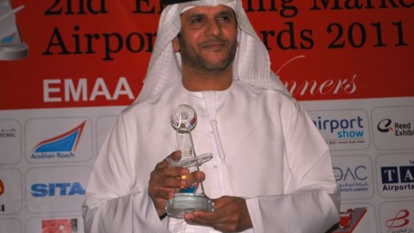 Khalid Al Mazrouei, CEO of Fujairah International Airport, receiving the Best Emerging Market Airport Personality of the Year award Khalid Al Mazrouei, CEO of Fujairah International Airport, receiving the Best Emerging Market Airport Personality of the Year award
