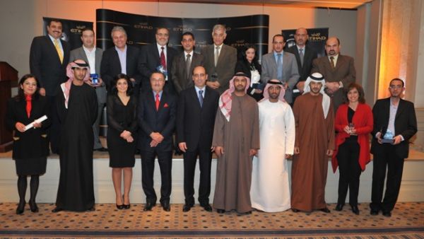 Raymond Korban, RGM Middle East and Africa, UAE Diplomats, UAE Embassy to Jordan and Etihad Amman office team at the awards ceremony Raymond Korban, RGM Middle East and Africa, UAE Diplomats, UAE Embassy to Jordan and Etihad Amman office team at the awards ceremony