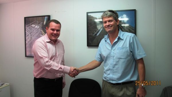 Juergen Strommer, Managing Director of Cavotec and Barry Lewis, Project Director Al Jaber