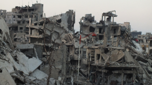 A scene of destruction in Homs, showing the spot where the Amal (hope) hospital used to stand. (Photo courtesy of Syria Deeply)