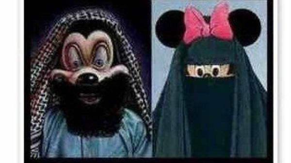 The picture Naguib Sawiris posted, of a bearded Mickey Mouse and a niqabi Minnie Mouse, has stirred sensitivities between Muslims and Copts in Egypt whose relations have been far from harmonious this year. Photograph courtesy of 'The Traveler Within'.