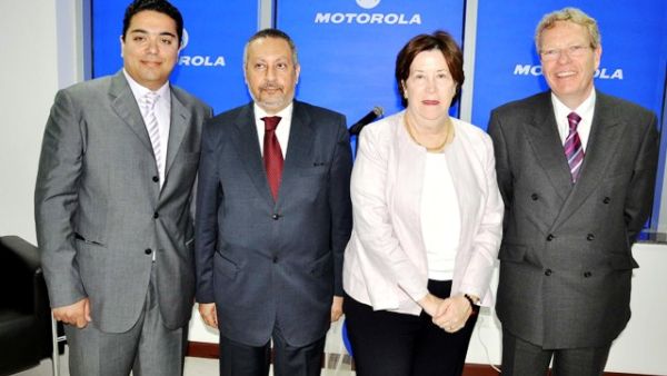Samer Bedair, Motorola Country Manager; Magued Osman, Egyptian ICT Minister; Margaret Scobey, the U.S. Ambassador to Egypt; and Graeme Hobbs, Chairman of Motorola