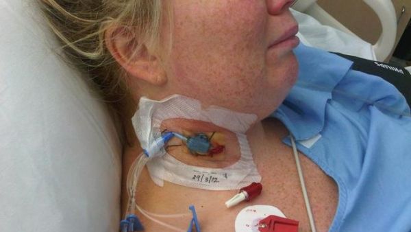 Natalie Creane from the hospital bed