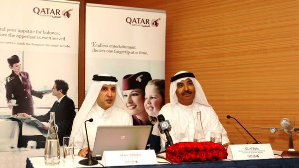 Qatar Airways CEO, Akbar Al Baker, speaking during the press conference Qatar Airways CEO, Akbar Al Baker, speaking during the press conference