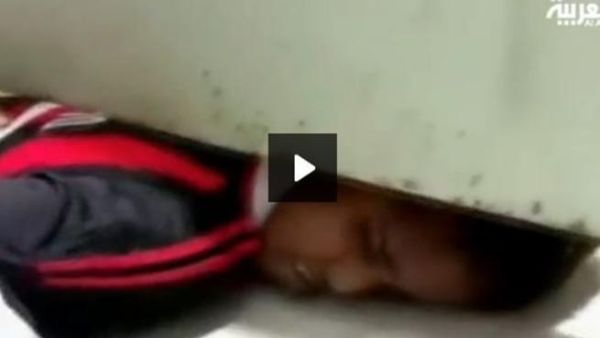 One student left in a tight squeeze on his way to freedom!