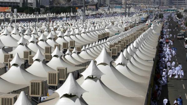 Mina – the tent city that comes to life during the Hajj pilgrimage in Saudi Arabia. (Getty images)